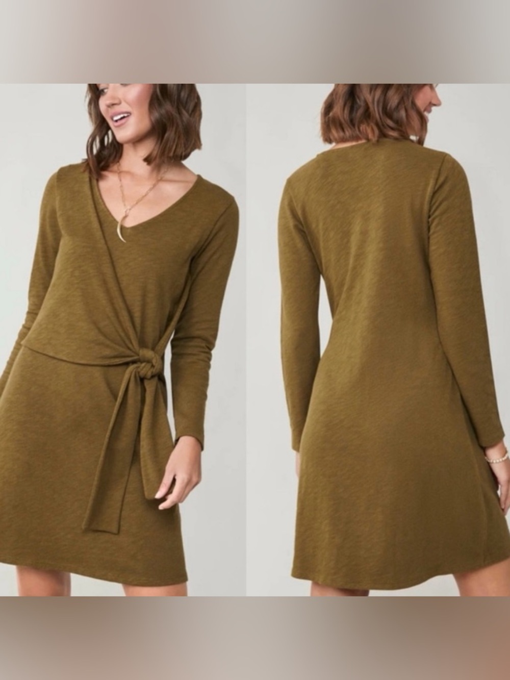 Spartina 449 Olive Wrap-Tie Long Sleeve Dress